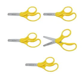 Wcks5ylw5p Westcott Classic Kids Scissors 5 Pack Blunt Tip Inch Neon Yellow 15970