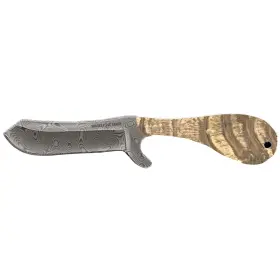 Whiskey Bent Hat Co. 650380056984 Bullcutter Fixed Blade Knife Damascus Steel With Leather S