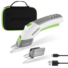 W125203 Workpro Cordless Electric Scissors With 2 Blades 4v Rechargeable Powerful Sh