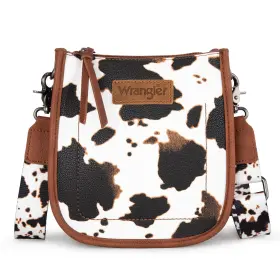 077-cow-br Wrangler Small Crossbody Bag For Women Western Shoulder Purse With Adjustable