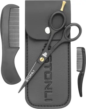 Wrocl 744110032741 Stonli 5 Inch Beard And Moustache Scissors With Comb Pouch - Small Hairdressing S