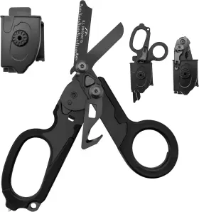 X.i. Products 199284317093 6 In 1 Multifunctional Trauma Shears Foldable With Strap Cutter Carbon Black