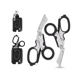 X.i. Products Tsp2 Pack 2 6 In 1 Multifunctional Trauma Shears Foldable With Strap Cutter He