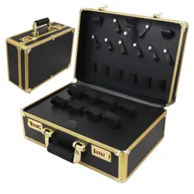 Klc003-gold Xfquij Kinglioncase Barber Case Clipper Bag Gold Hair Kit Tool Box Aluminum Organiz