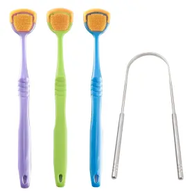 Xrmai-02 Xrmai 717686438866 4pcs Tongue Scraper Stainless Steel Cleaners 4 Pcs Piece Set