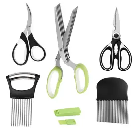 Scissors5 Yamesu 5-blade Herb Scissors Kitchen Shears Seafood Onion Holder Slicer