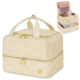 6715 Yorepek Large Makeup Bag Organizer 2-layer Travel Cosmetic Bags With Compart
