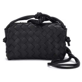 Zediuh 633183925008 Woven Bag For Women Crossbody Shoulderbag Small Vegan Leather Purse Black