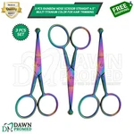 3 Pcs Rainbow Nose Scissor Straight 4.5" Multi Titanium Color For Hair Trimming New. Price: $15.40.