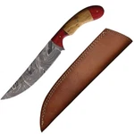 Fh Knives Fixed Knife 7" Damascus Steel Full Tang Blade Brown/red Wood Handle New. Price: $29.29.