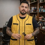 King Midas Barber Vest Mens Large Yellow Mesh Back Zippered Professional Smock Pre-owned. Price: $15.00.