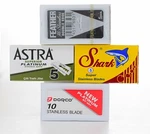 25 Double Edge Razor Blade Sampler - Feather, Shark, Astra And Dorco. Price: $13.99.