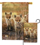 Foxes Wildlife Vixen Dog Pups Kits Cubs Skulk Garden House Yard Flag New. Price: $69.95.