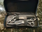 2 Pc. Sharonds 7.0 Stainless Professional Barber Thinning Scissors Silver Set New. Price: $50.00.