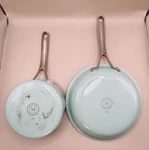 Martha Stewart Lockton 8" Turquoise Aluminum Nonstick Frying & 1 Qt Sauce Pan Used. Price: $18.00.