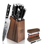 Shan Zu 7-PCS Damascus Kitchen Knife Set Japanese With Block + Whetstone New. Price: $195.99.