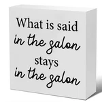 Hairstylist Gifts What Said In The Salon Wood Sign Farmhouse Hairdresser S... New. Price: $16.45.