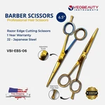 Cutting Scissors 6.5" Japanese J2 Steel Barber Shears Blue & Gold New. Price: $17.99.