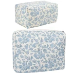 Fitini 2 Pcs Makeup Large Cosmetic Bags Portable Quilting Blue Flower New. Price: $20.88.
