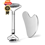 Aajp Gua Sha Facial Tools And Face Roller Set, Stainless Steel New. Price: $23.99.