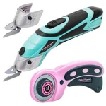 Cordless Electric Fabric Scissors Cutter Set-craft, Sewing, Carpet, Aqua Splash New. Price: $64.99.