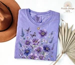 Lavender Floral Tee Butterfly Garden Design Purple Flower And Shirt So New. Price: $26.99.