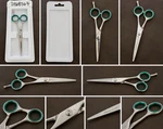 Sharfe-cote Styling Scissors Stainless Steel Adjustable Knob 6IN Silver Green New. Price: $20.00.
