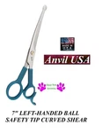 Anvil 7" Left-hand Ball Safety Tip Curved Shear 440C Steel Scissor Pet Grooming New. Price: $49.99.