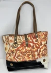 Myra Rustic Affair Tote Bag Orange Mandala Canvas Black White Cowhide Boho Pre-owned. Price: $24.00.
