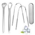 Morgles Metal Tongue Scraper, 4 Pcs Cleaners With Case For Adults New. Price: $13.14.