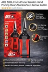 300L Fruits Pruner Garden Hand Pruning Shears Stainless Steel Bonsai Cutter New. Price: $18.49.