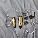 Vgr Pro Gold Cordless Clipper & Trimmer Set T-blade Hair Guards Usb Charging Used. Price: $69.95.