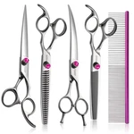 Dog Grooming Scissors Kit 7.5 Professional Curved Thinning Straight Chunke... New. Price: $195.36.