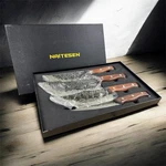 Naitesen 4-PIECE Kitchen Knife Set Wood Handles Hammered Blades Open. Price: $39.00.