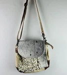 Myra Bag Crossbody Purse Women Canvas Calf Hair Messenger Zipper Closure Western Pre-owned. Price: $19.54.
