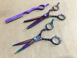 Washi Beauty Shears Rainbow Bamboo Set 5.5" Straight And 30 Tooth Thinner Used. Price: $318.00.