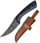 Fh Knives Fixed Knife 4" Damascus Steel Full Tang Blade Black/blue Pakkawood New. Price: $34.99.