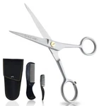 5IN Beard & Mustache Scissors Hand-forged Steel With Combs Pouch Silver New. Price: $22.48.