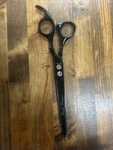 Purple Dragon 8.75 Black Straight Blade JS-7.0 Hand Made Pet Grooming Scissors Used. Price: $30.00.