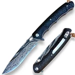 Damascus Steel Edc Pocket Knife! Ebony Handle! Ball Bearing Pivot System! Sheath New. Price: $58.96.