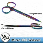 Set Of 2 Multi Titanium Rainbow Color Iris Micro Scissors 4.5" Straight + Curved New. Price: $16.99.