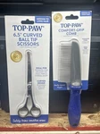Top Paw 6.5" Grooming Metal Curved Ball Tip Scissors & Comfort Grip Comb New!. Price: $22.95.