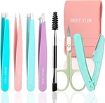 7PCS Eyebrow Tweezers Kit Precision Plucker Scissors Razor Spoolie Set New. Price: $13.99.