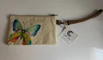 Cott Curls Women's Watercolor Butterfly Zippered Wristlet Canvas Bag Nwt New. Price: $18.00.