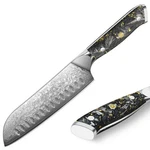 Damascus Kitchen Knife Santoku VG10 Steel Black-gold Resin Handle New. Price: $39.99.