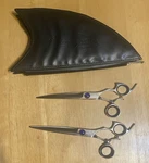 Sharkfin Professional Shears Kit Haircutting Right Hand 7.0IN Forged 440-A Steel Used. Price: $249.99.