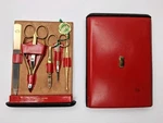 Vintage Niegeloh Soligen Germany Manicure Set Gold Tone Red Leather Case Nice Used. Price: $65.00.