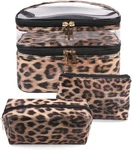 Fitini 3PC Leopard Makeup Bag Set Double Layer Travel Cosmetic Case New. Price: $27.69.