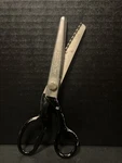 Vintage Sta Sharp 7 1/2" Blades Pinking Black Shears Made Usa Scissors Used. Price: $5.00.