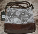 Myra Bag #1469 Leather, Canvas 12"X4"X9.5" Shoulder Strap Pockets Floral Design New. Price: $45.90.